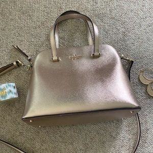 Kate Spade purse gold metallic nwot Med  satchel